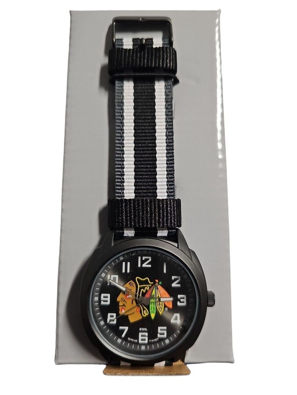 Chicago Blackhawks NHL Watch – Nylon Strap – Needs Battery – Box with Scuffs
